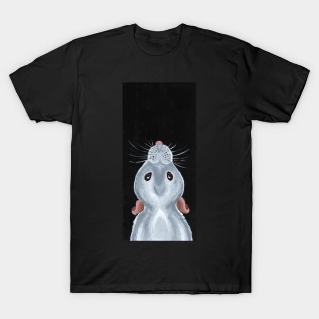 Albino Rat Looking Up T-Shirt by WolfySilver